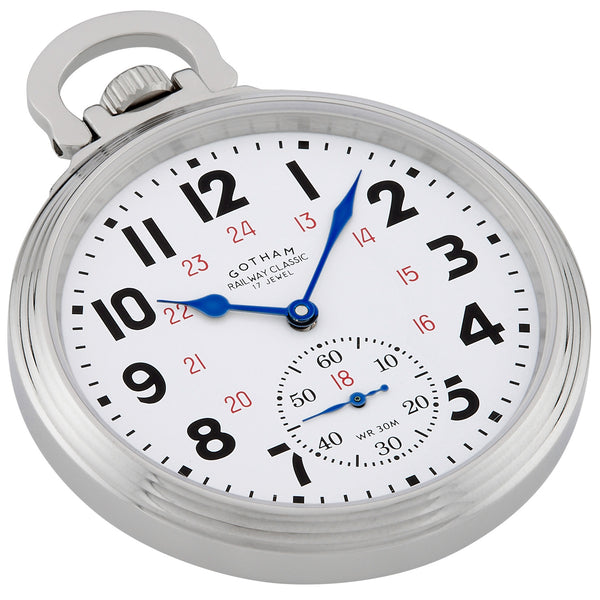 Gotham Men's Stainless Steel Mechanical Hand Wind Railway Classic