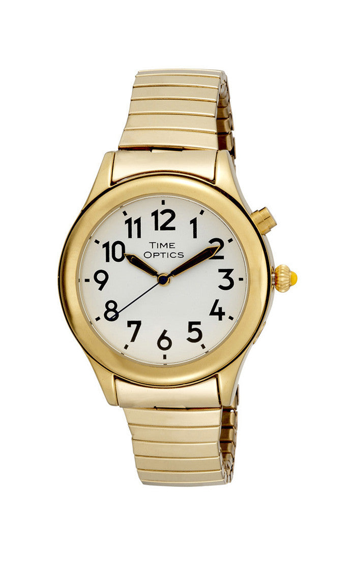 TimeOptics Women's Talking Gold-Tone Day Date Alarm Expansion Bracelet Watch # GWC08GT - Gotham Watch