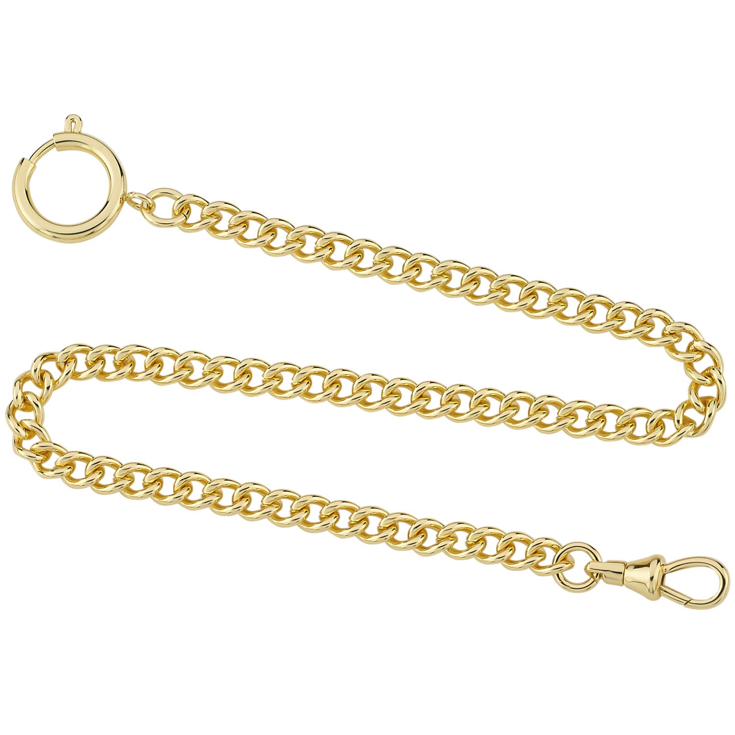 Gotham Gold-Plated Stainless Steel Pocket Watch Chain Fob Curb