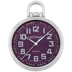 Gotham Men's Silver-Tone Slim Railroad 24 Hour Open Face