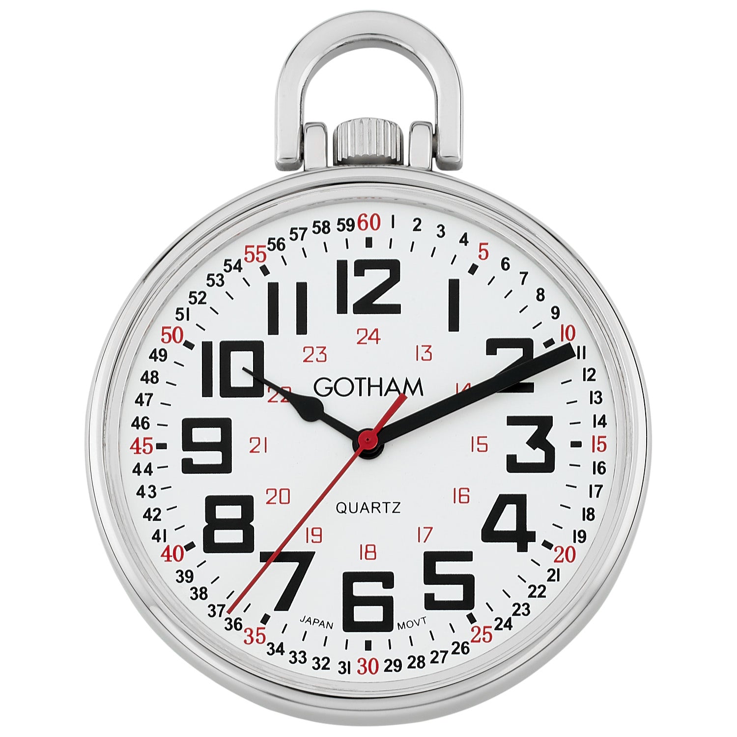 Gotham Men's Silver-Tone Slim Railroad 24 Hour Open Face