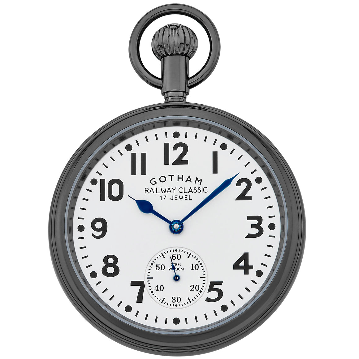 Gotham Men's Gunmetal Mechanical Hand Wind Railroad Pocket Watch # GWC14104B