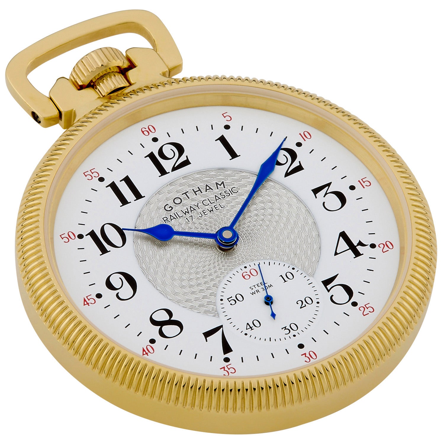 Gotham Herren Taschenuhr Edelstahl - Mechanisch Mit Bahn-Stil Design | 49mm, Wasserdicht 30m | Mit Panzerkette