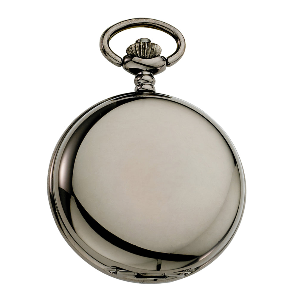 Gotham Men's Gunmetal Railroad Polished Finish Covered Quartz Pocket Watch # GWC15044BBL