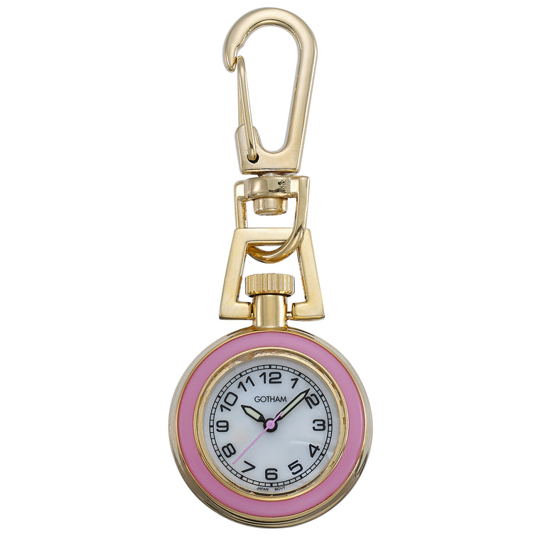 Gotham Unisex Gold-Tone Analog Quartz Keychain Clip Fob Watch # GWC18107-5G