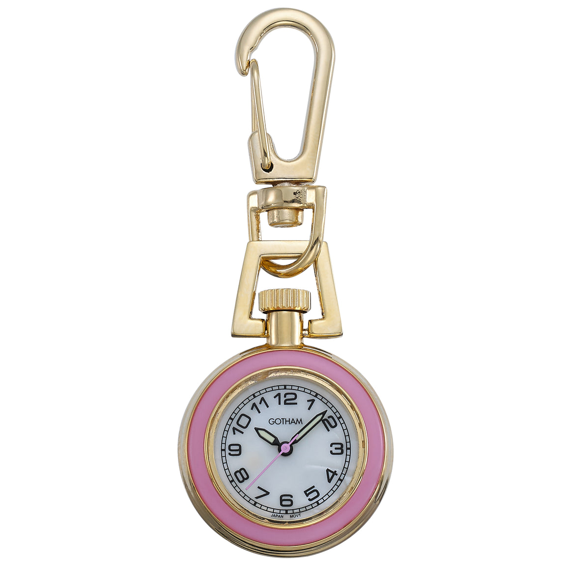 Gotham Unisex Gold-Tone Analog Quartz Keychain Clip Fob Watch # GWC18107-5G