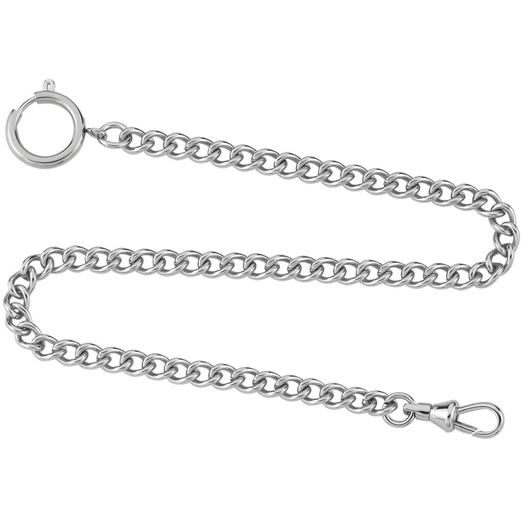 Gotham Stainless Steel Pocket Watch Chain Fob Curb Link 14" # GWCSTLCHAIN