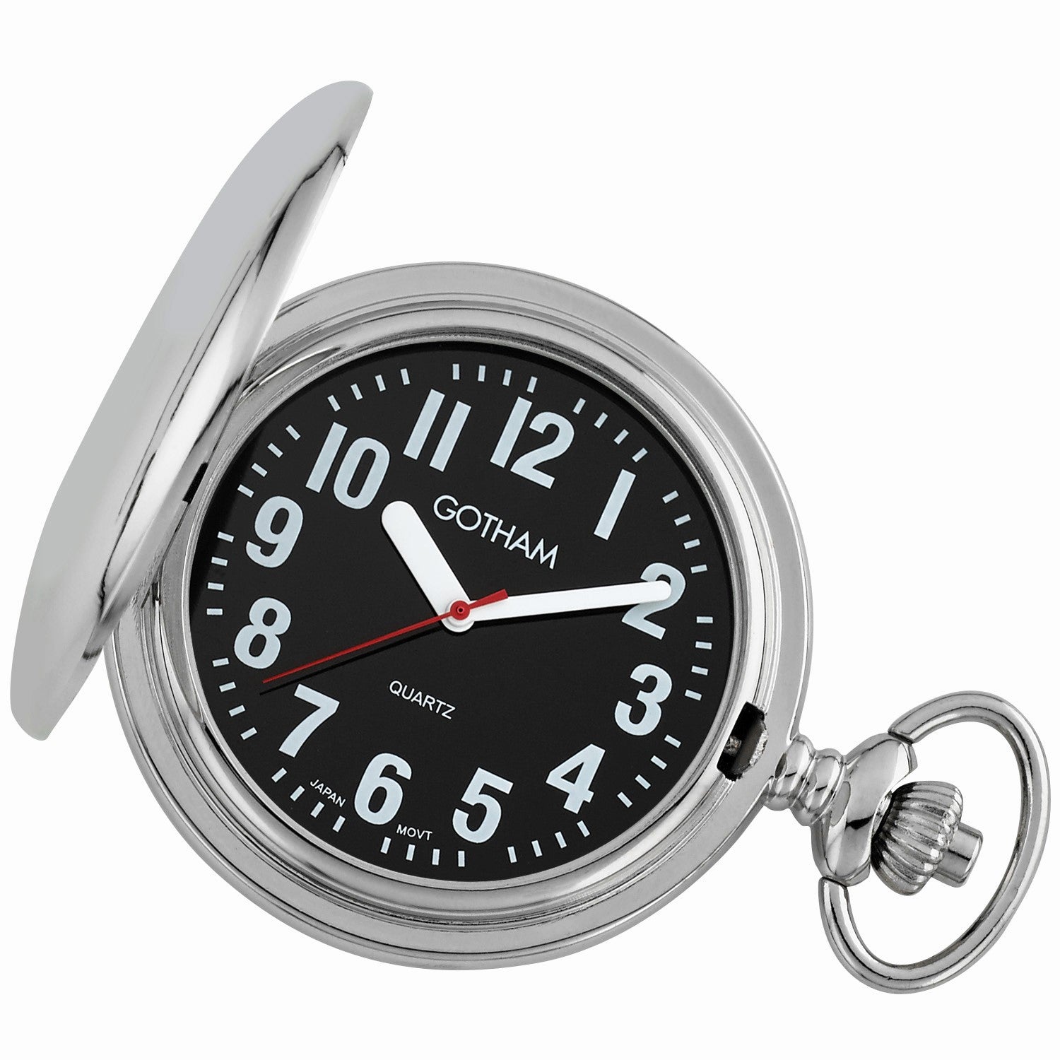 Gotham Men s Silver Tone Low Vision Bold Number Polished Finish Covere Gotham Watch