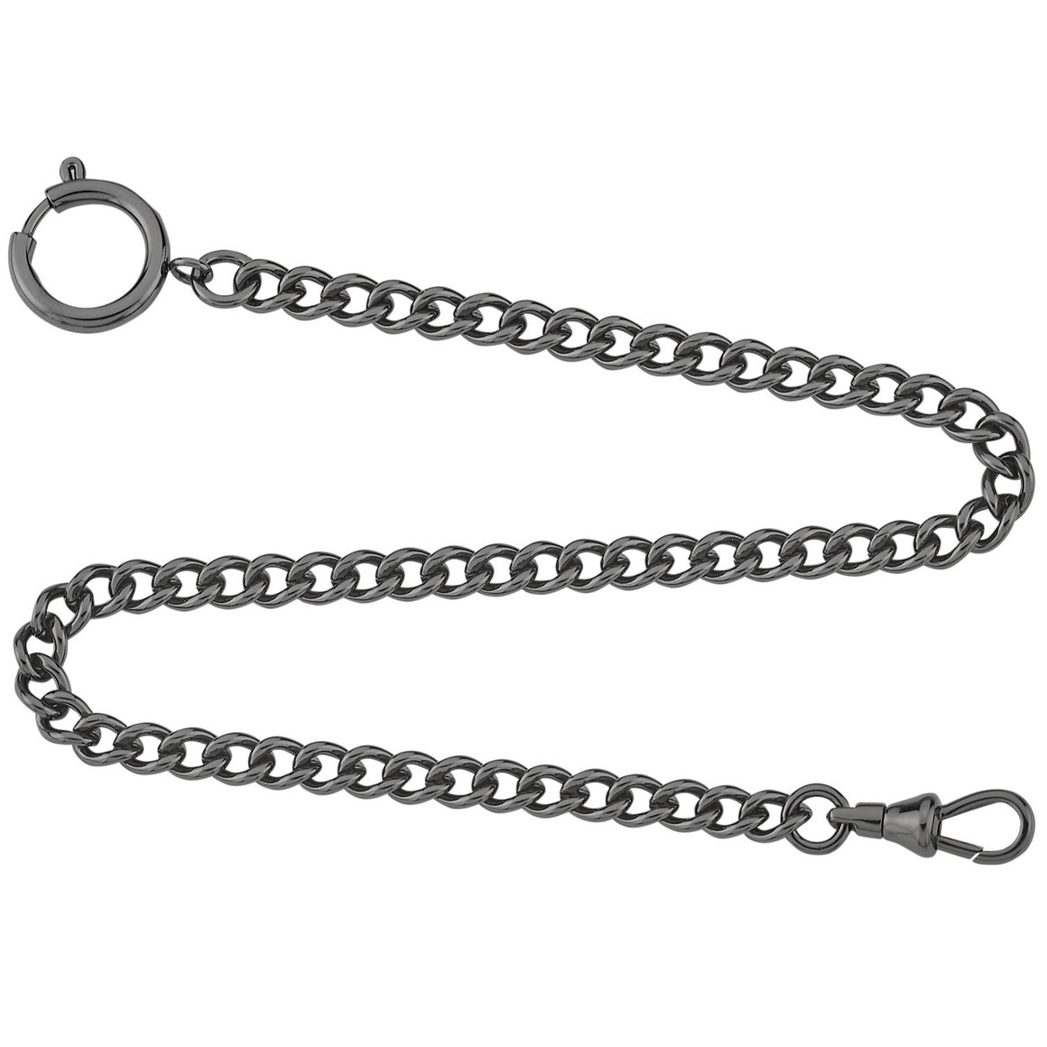 Gotham Gunmetal Finished Stainless Steel Pocket Watch Chain Fob Curb Link 14" # GWCBLKCHAIN