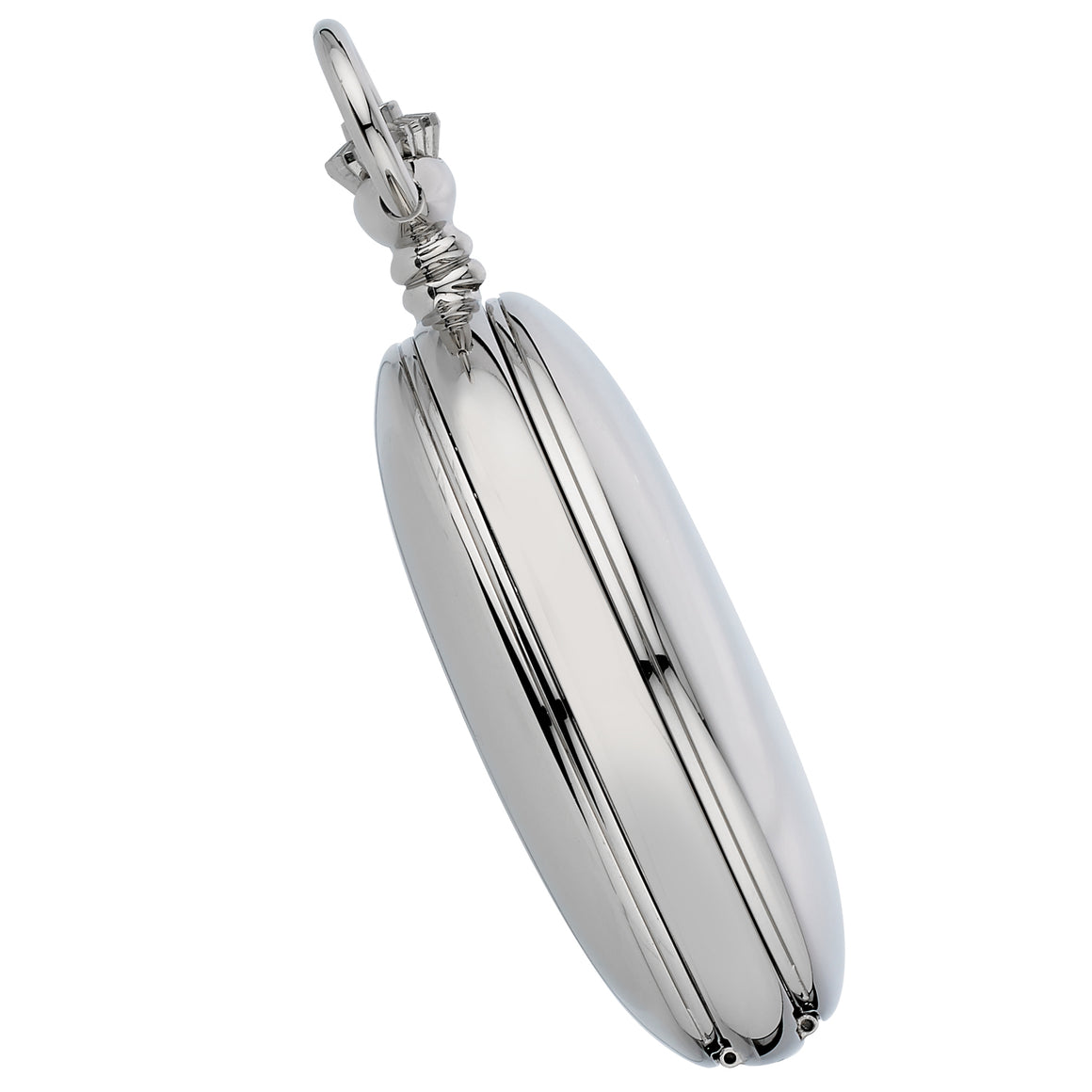 Gotham Men's Classic Silver-Tone Polished Case Double Hunter 17 Jewel Mechanical Pocket Watch # GWC18810S side view