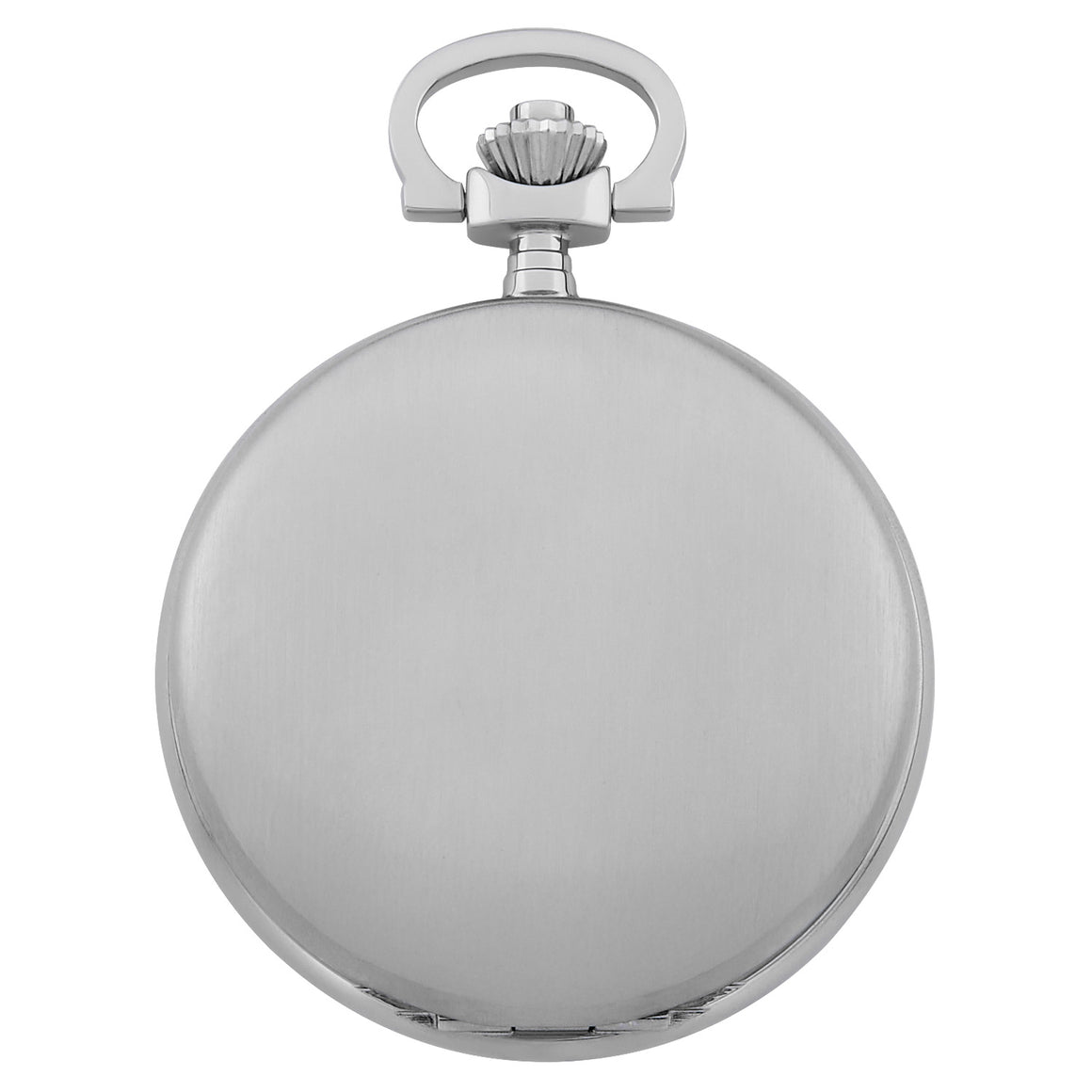 Gotham Men's Stainless Steel Classic Series Brushed Covered Quartz Pocket Watch # GWC14125SBK front view showing brushed finish.