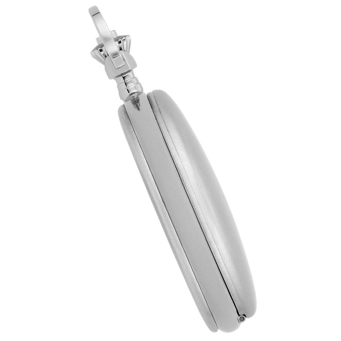 Gotham Men's Stainless Steel Classic Series Brushed Covered Quartz Pocket Watch # GWC14125SBK side view showing brushed finish