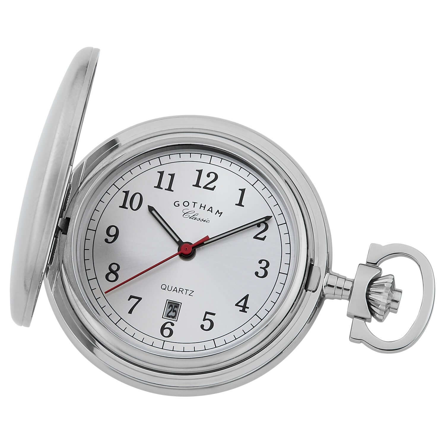 Quartz Pocket Classic Pocket Watch Vintage Silver Pocket Watch Quartz Movement Roman Dial Full Hunter  Antique Retro British Gift By Brelsen