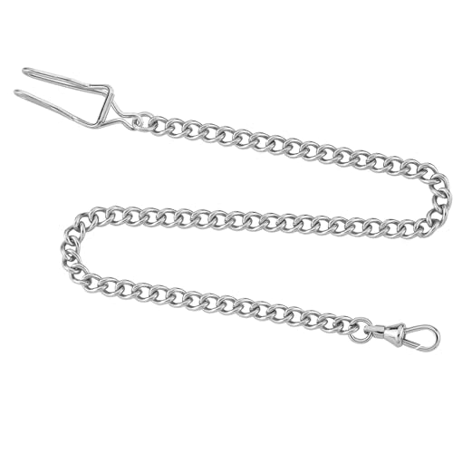 Gotham Stainless Steel 14 Inch Pocket Watch Chain with Belt Clip # GWCSCLCHAIN - Gotham Watch