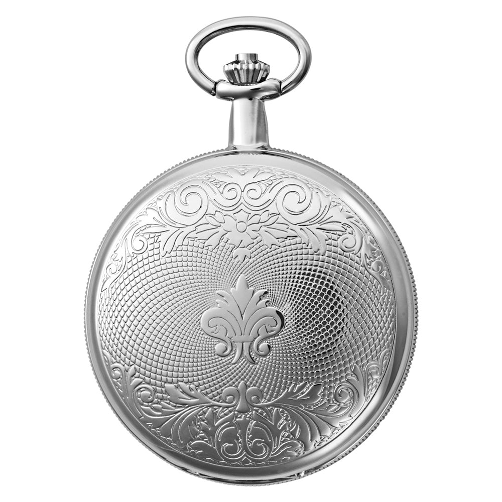 Gotham Men's Silver-Tone 17 Jewel Mechanical Double Cover Pocket Watch # GWC14051SA