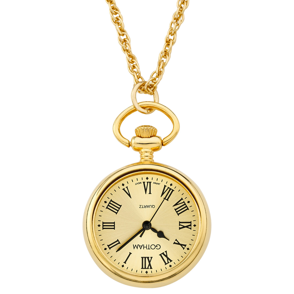 Gotham Women's Gold-Tone Open Face Pendant Watch With Chain # GWC14134GR