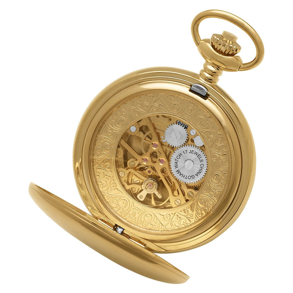 Gotham Men's Gold-Tone 17 Jewel Mechanical Double Cover Pocket Watch # GWC14050G - Gotham Watch