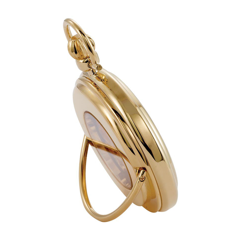 Gotham Men's Gold-Tone 17 Jewel Exhibition Mechanical Pocket Watch with Built-In Stand # GWC14055G - Gotham Watch