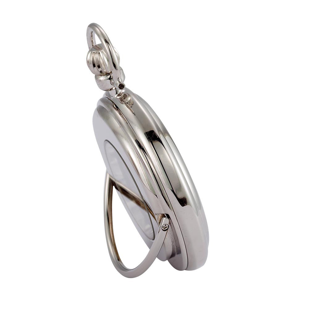 Gotham Men's Silver-Tone 17 Jewel Exhibition Mechanical Pocket Watch with Built-In Stand # GWC14055S - Gotham Watch