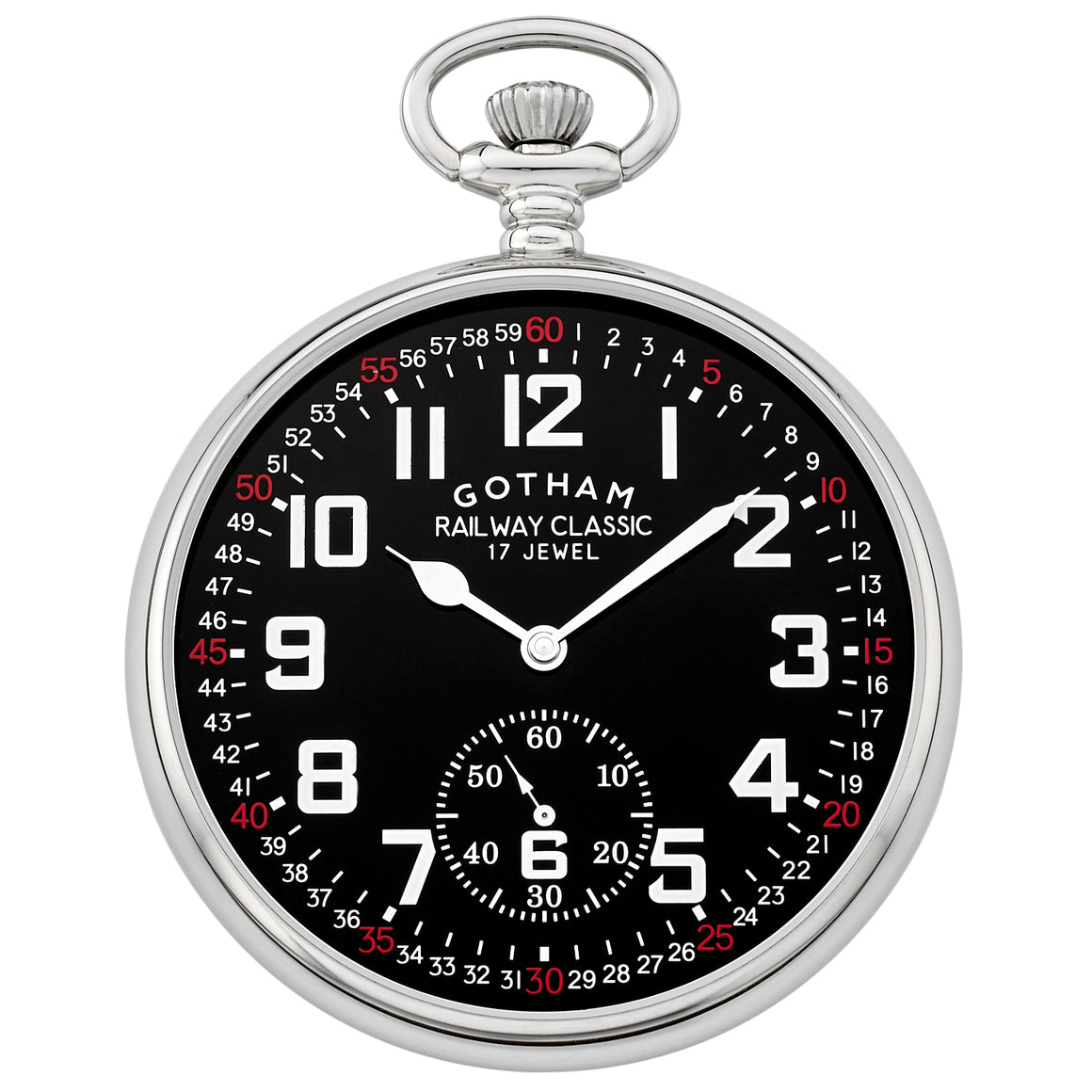 Gotham Men's Silver-Tone Mechanical Hand Wind Railroad Pocket Watch # GWC14103SB - Gotham Watch