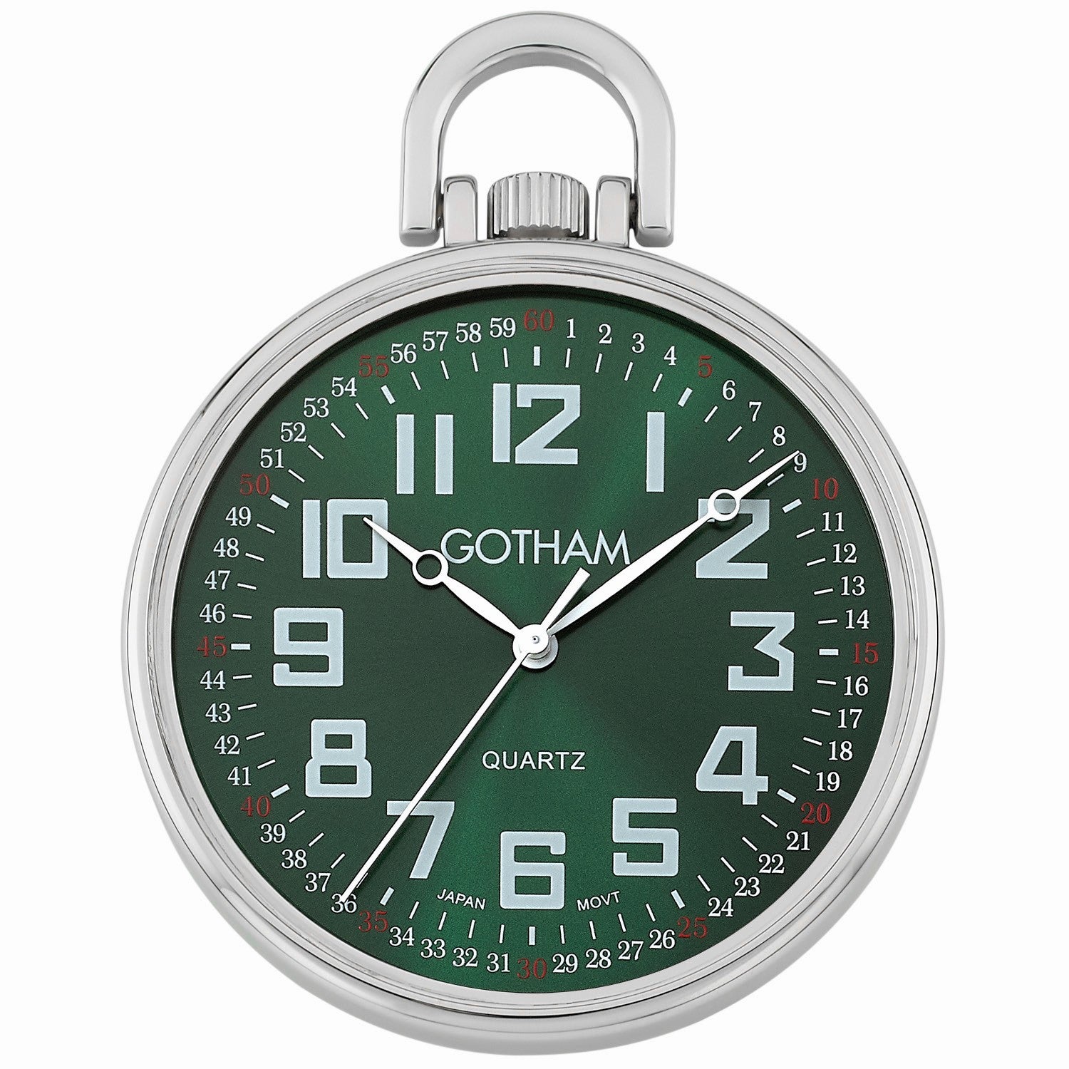 Gotham Men's Silver-Tone Ultra Thin Railroad Open Face Quartz