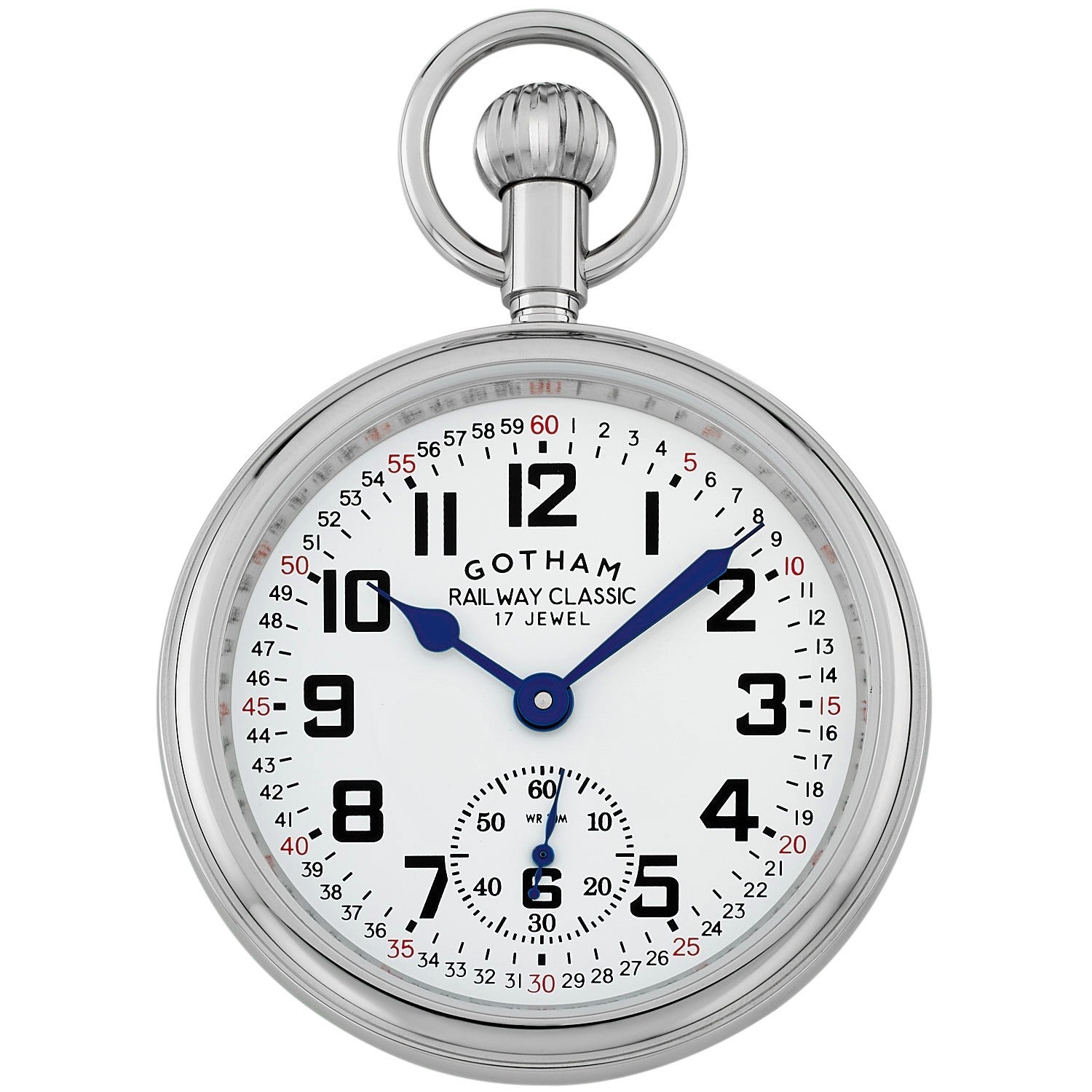 Gotham Men's Stainless Steel Mechanical Hand Wind Railroad Pocket