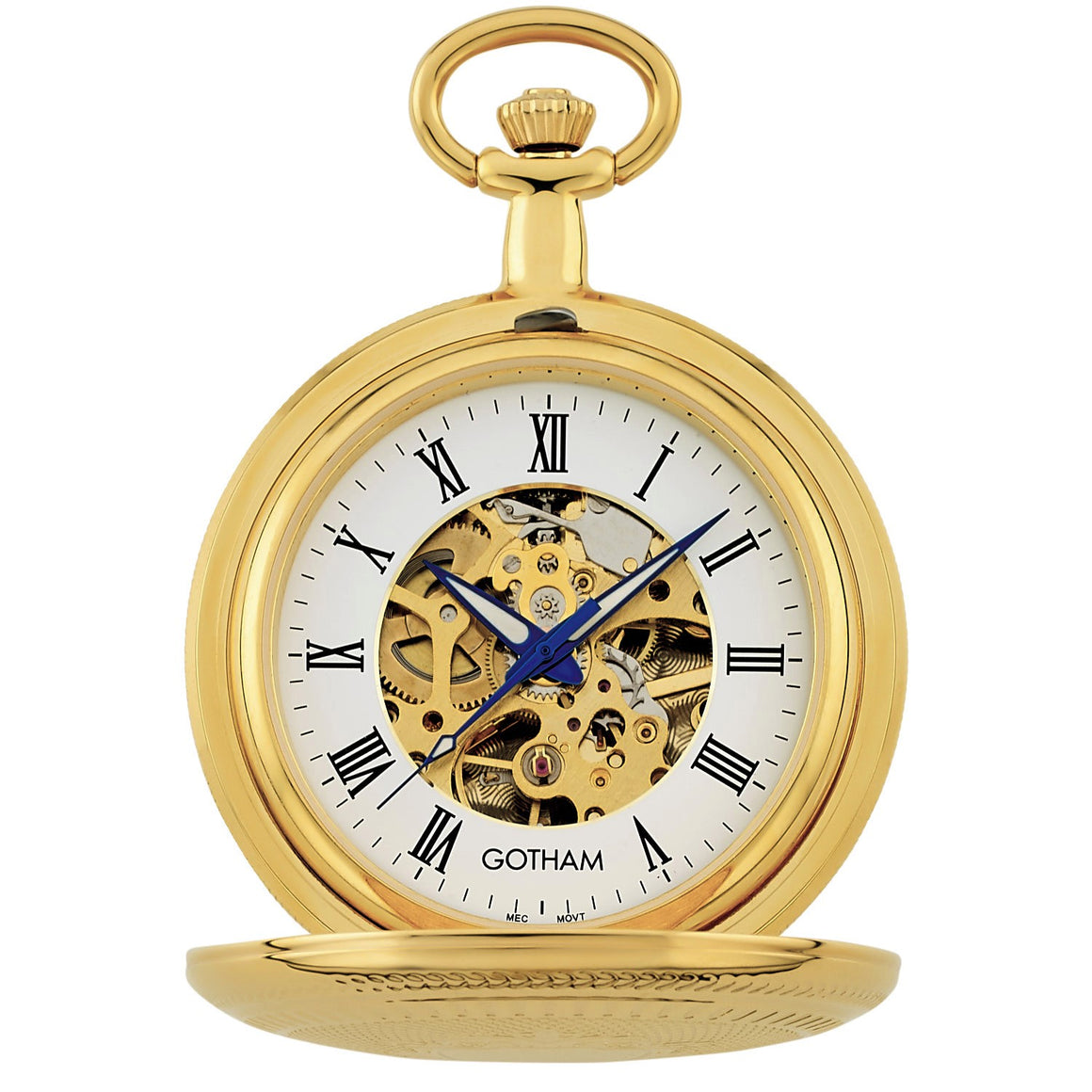 Gotham Men's Gold-Tone 17 Jewel Mechanical Double Cover Pocket Watch # GWC14051G