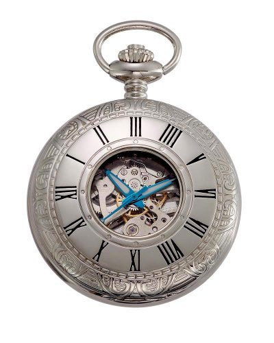 Gotham Men's Silver-Tone Mechanical Pocket Watch with Desktop Stand # GWC14036S-ST - Gotham Watch