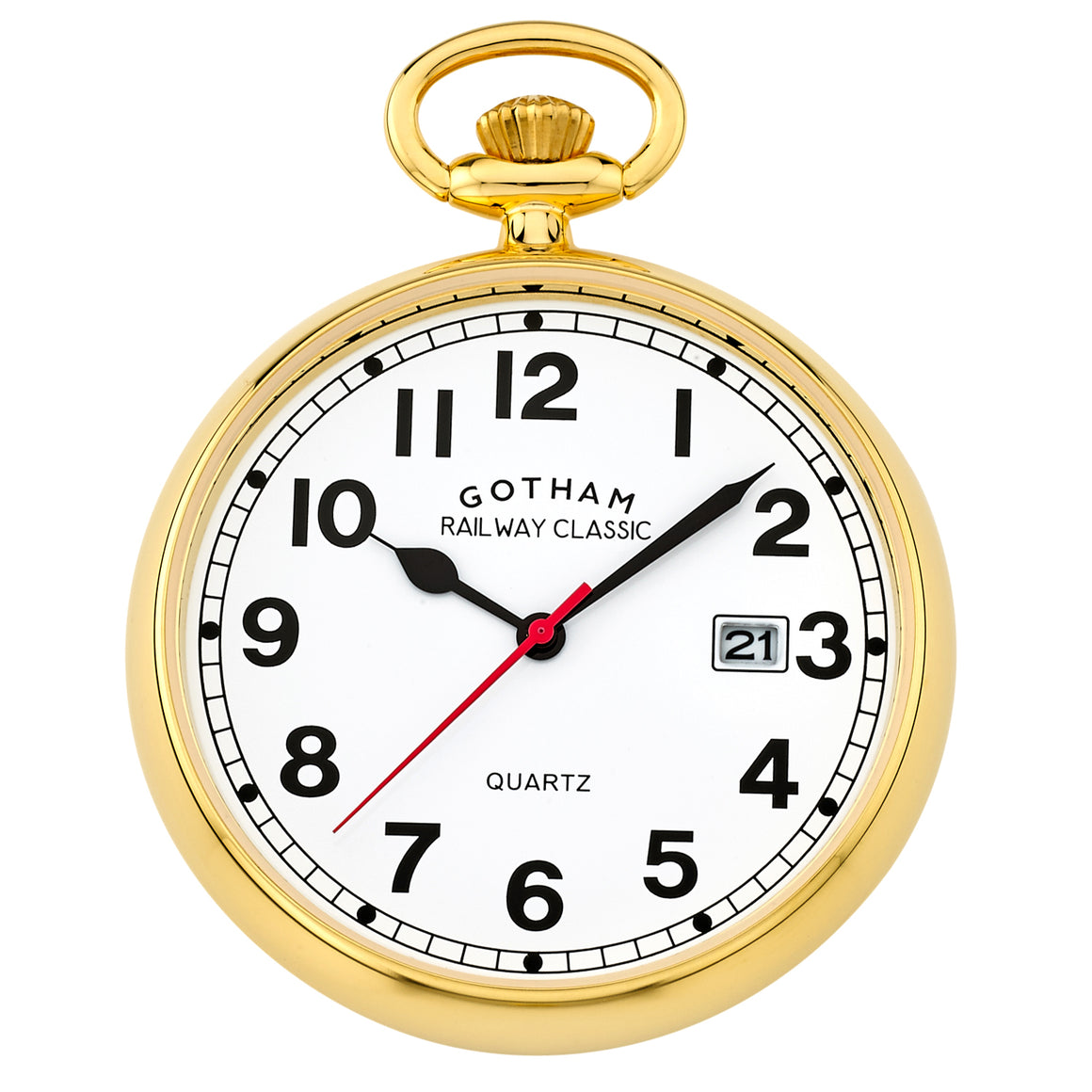 Gotham Men's Gold-Tone Analog Quartz Date Railroad Pocket Watch # GWC14101G - Gotham Watch
