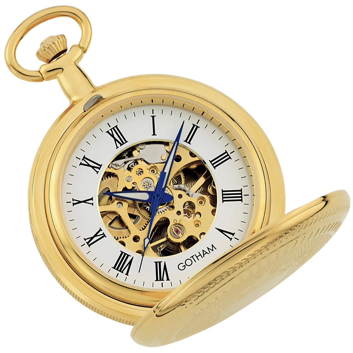Gotham Men's Gold-Tone 17 Jewel Mechanical Double Cover Pocket Watch # GWC14051G