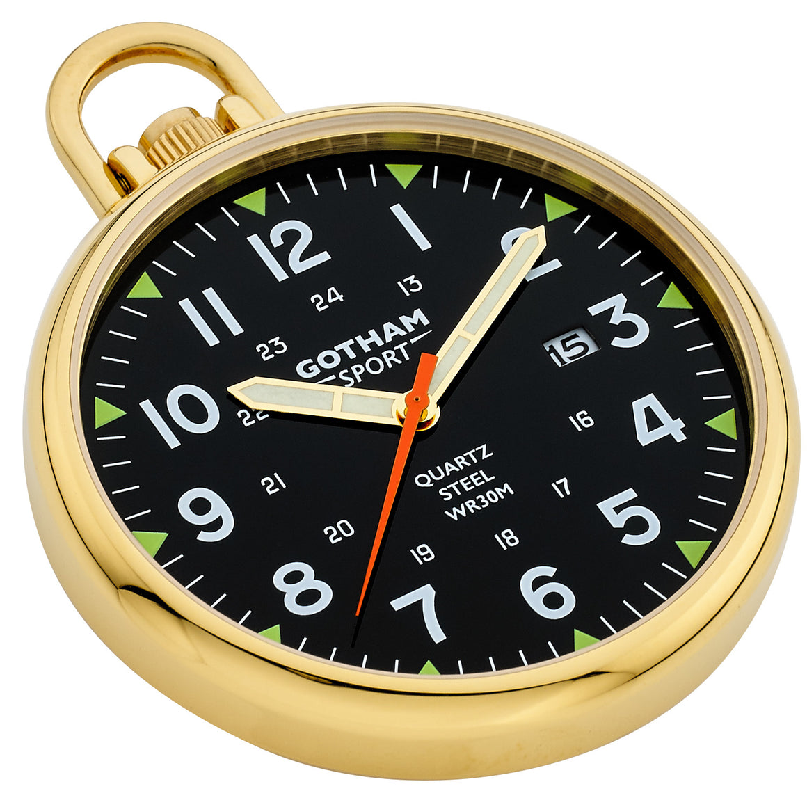 Gotham Men's Sport Series Gold-Plated Stainless Steel Analog Quartz Date Pocket Watch # GWC14109GB - Gotham Watch