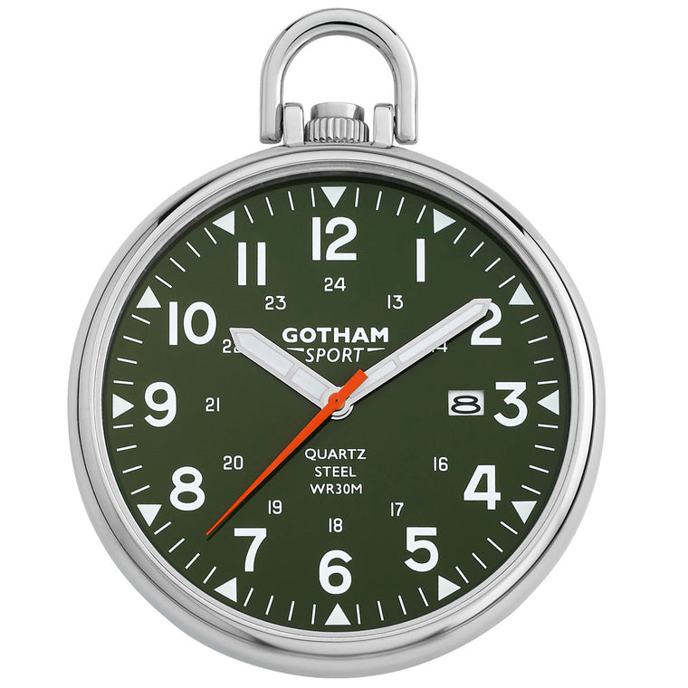 Gotham Men's Sport Series Stainless Steel Analog Quartz Date Pocket Watch # GWC14109SG