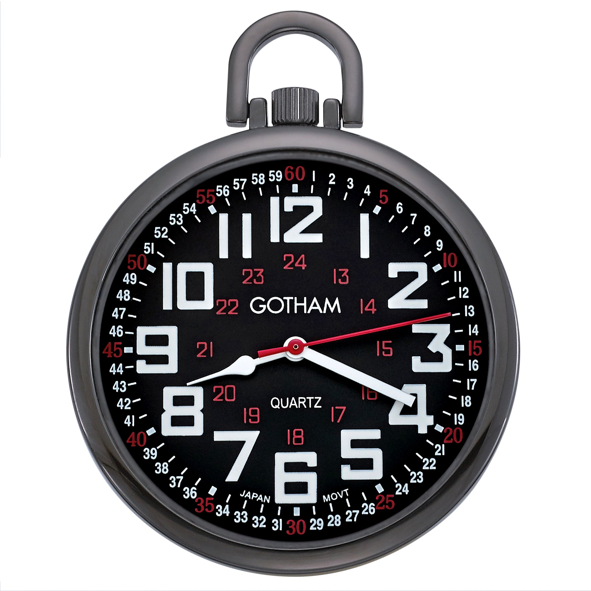 Gotham Slim Pocket Watch Gotham Men's Gun-Tone Slim Railroad 24