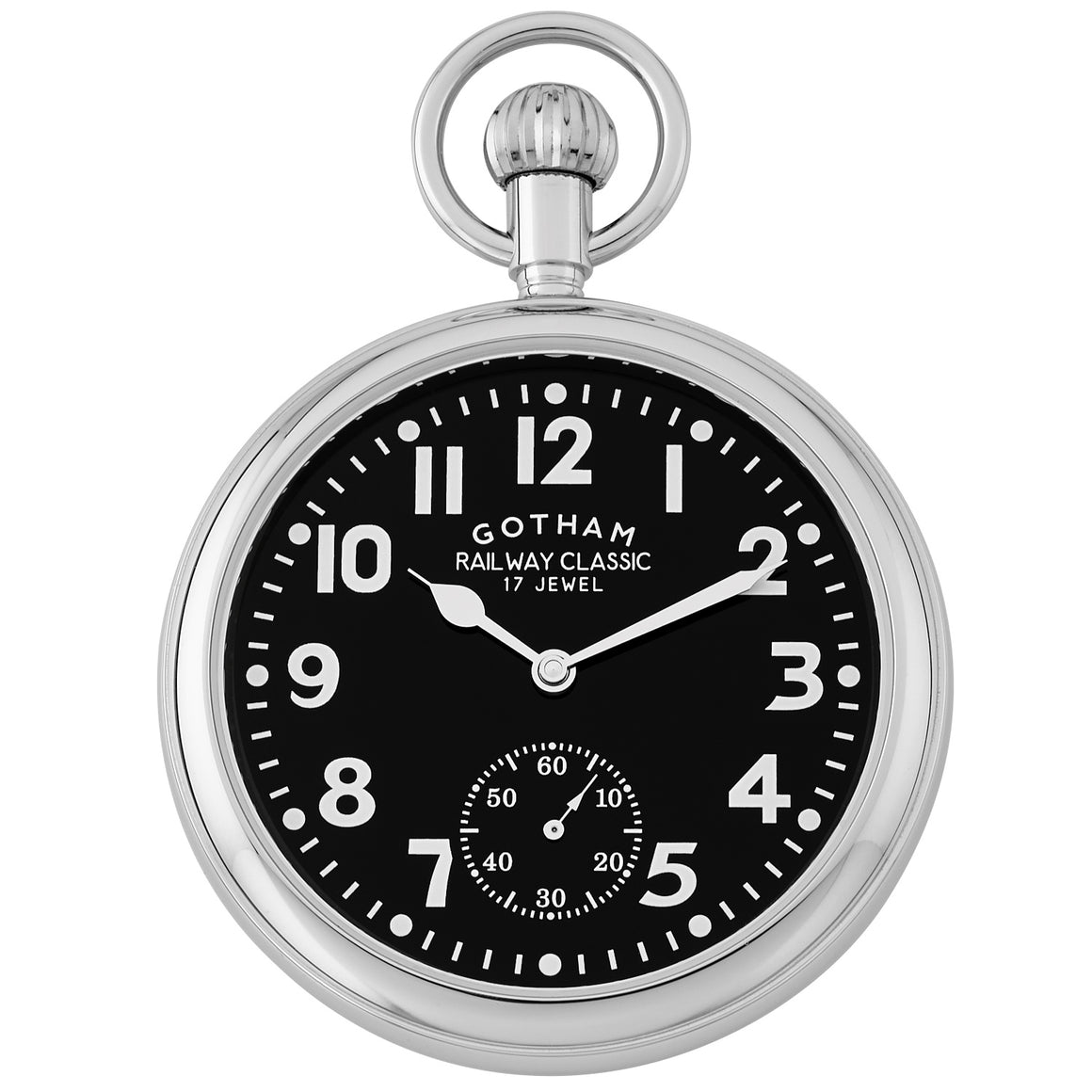 Gotham Men's Silver-Tone Mechanical Hand Wind Railroad Pocket Watch # GWC14104SB - Gotham Watch