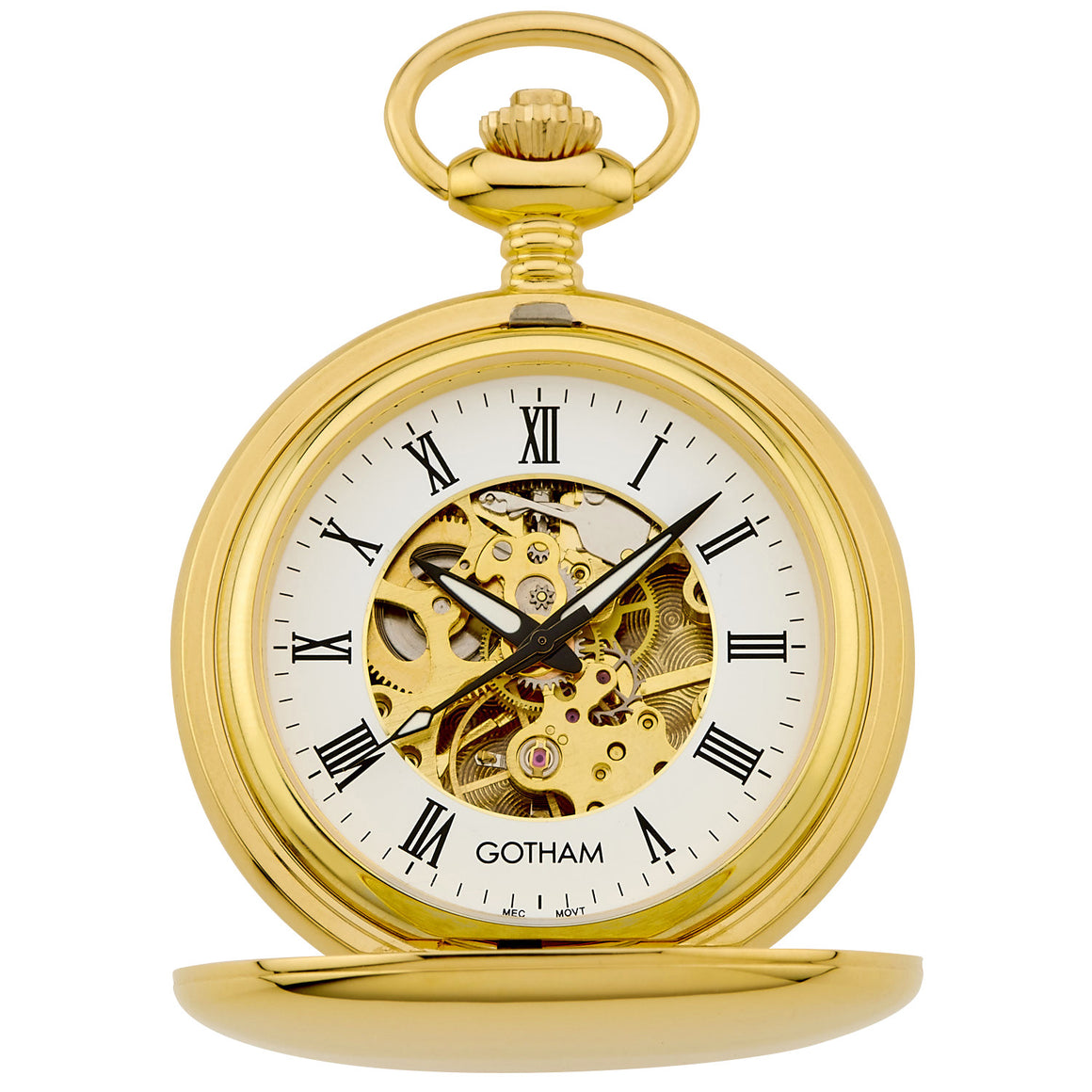 Gotham Men's Gold-Tone 17 Jewel Mechanical Double Cover Pocket Watch # GWC14050G