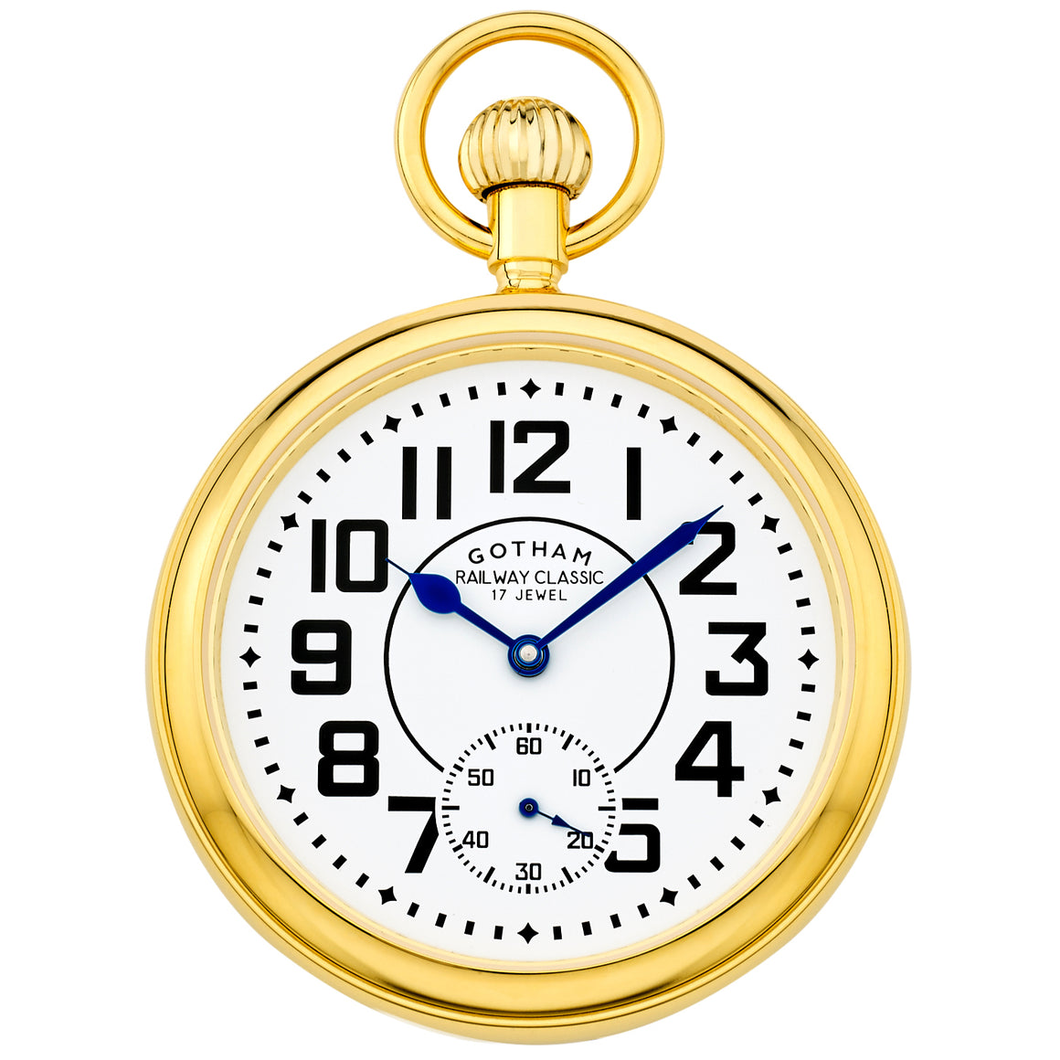 Gotham Men's Gold-Tone Mechanical Hand Wind Railroad Pocket Watch # GWC14102G - Gotham Watch
