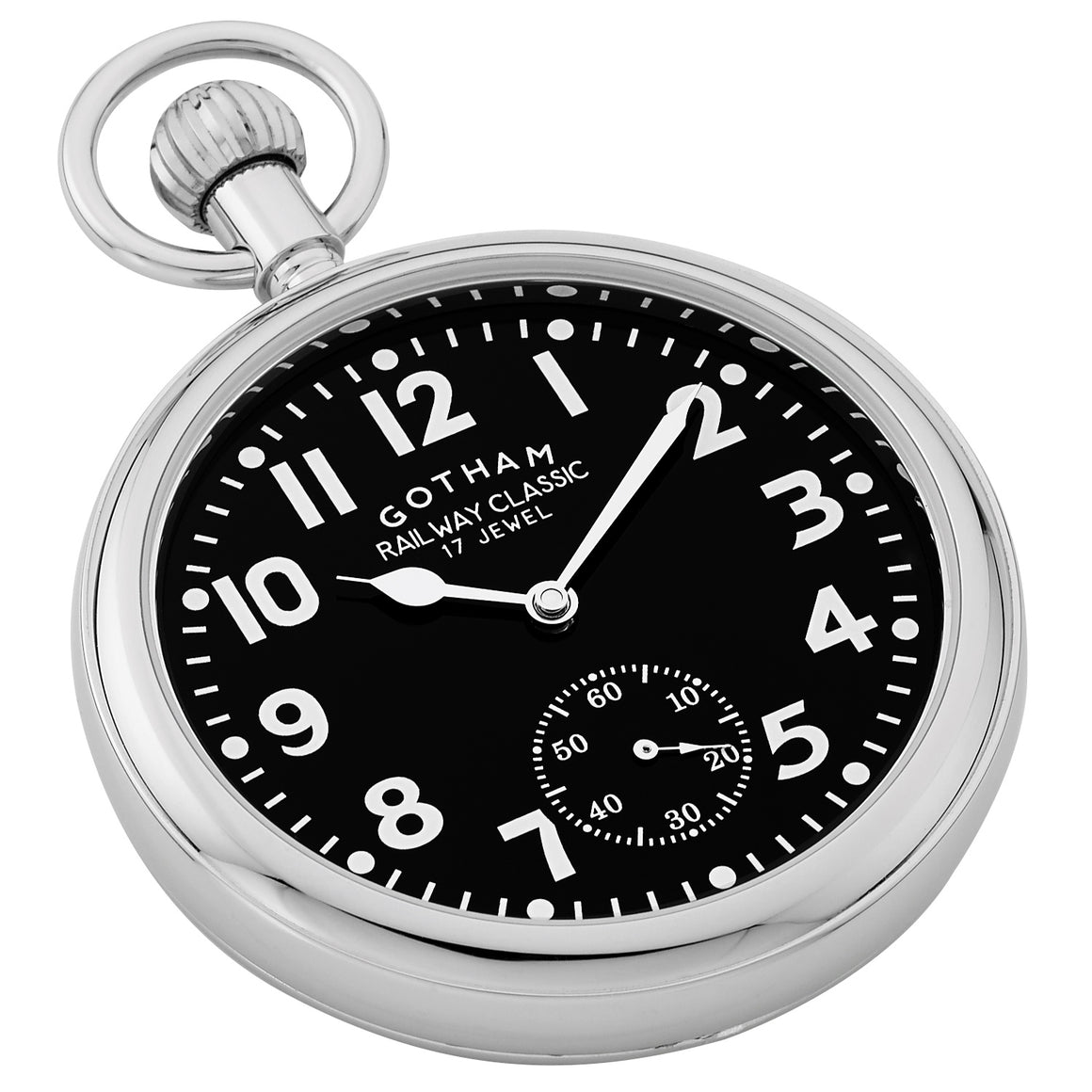 Gotham Men's Silver-Tone Mechanical Hand Wind Railroad Pocket Watch # GWC14104SB - Gotham Watch