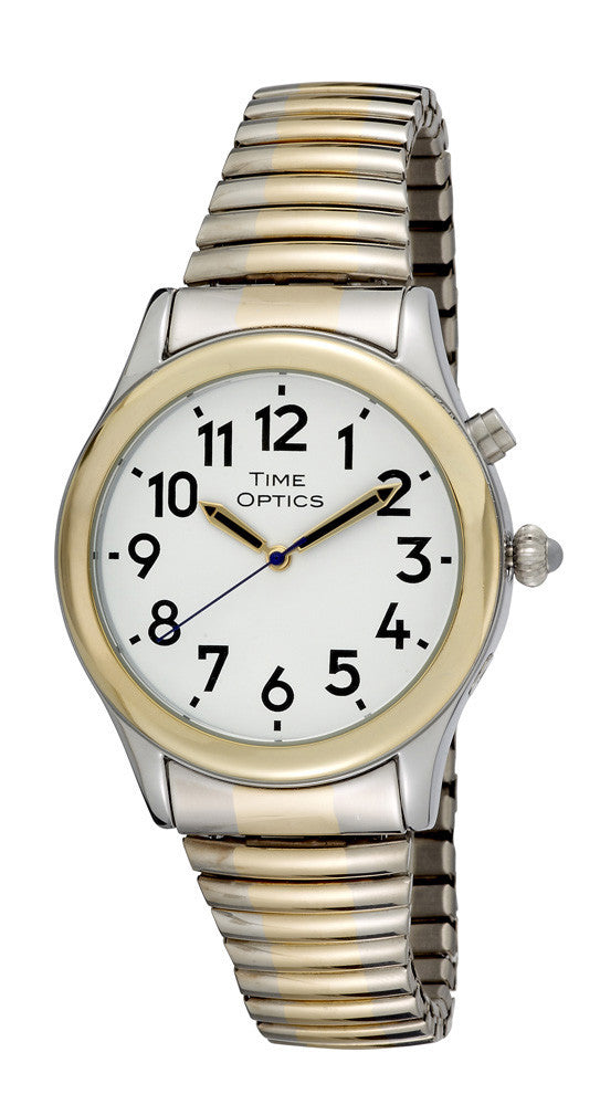 TimeOptics Men's Talking Two-Tone Day Date Alarm Expansion Bracelet Watch # GWC019TT - Gotham Watch