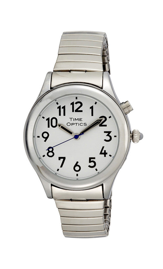 TimeOptics Women's Talking Silver-Tone Day Date Alarm Expansion Bracelet Watch # GWC09ST - Gotham Watch