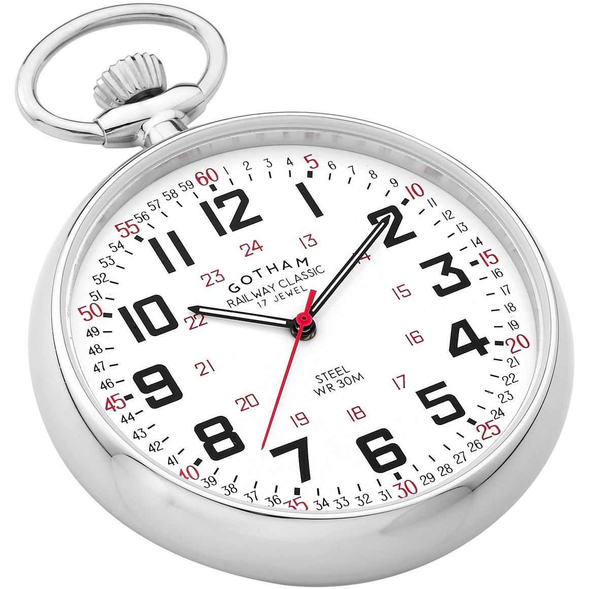 Gotham Men's Stainless Steel Mechanical Hand Wind Railroad Pocket Watch # GWC14100S - Gotham Watch