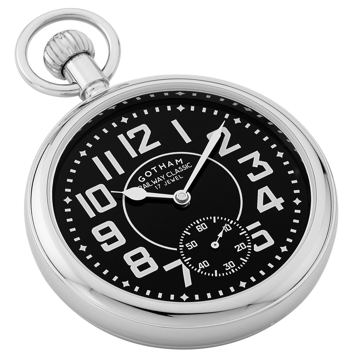 Gotham Men's Silver-Tone Mechanical Hand Wind Railroad Pocket Watch # GWC14102SB