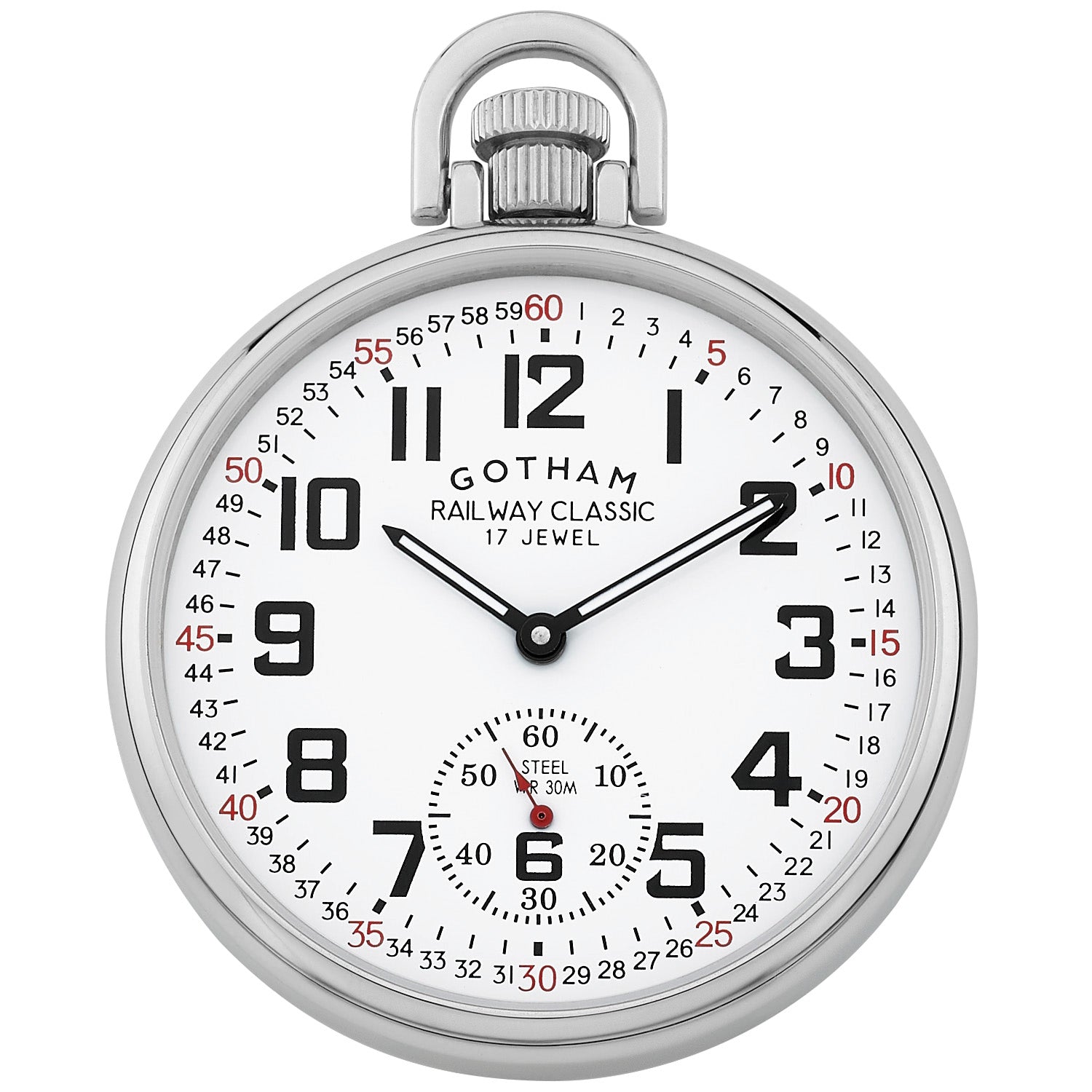 Swiss Mechanical Stainless Steel Pocket Watch Gotham Men's