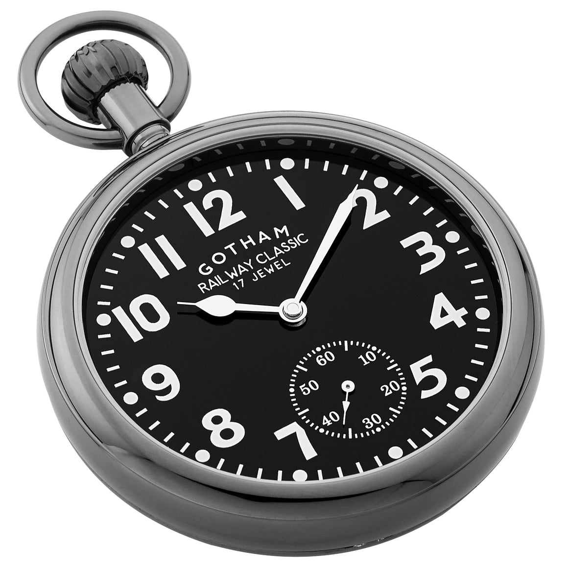 Gotham Men's Gun-Tone Mechanical Hand Wind Railroad Pocket Watch # GWC14104BBK - Gotham Watch