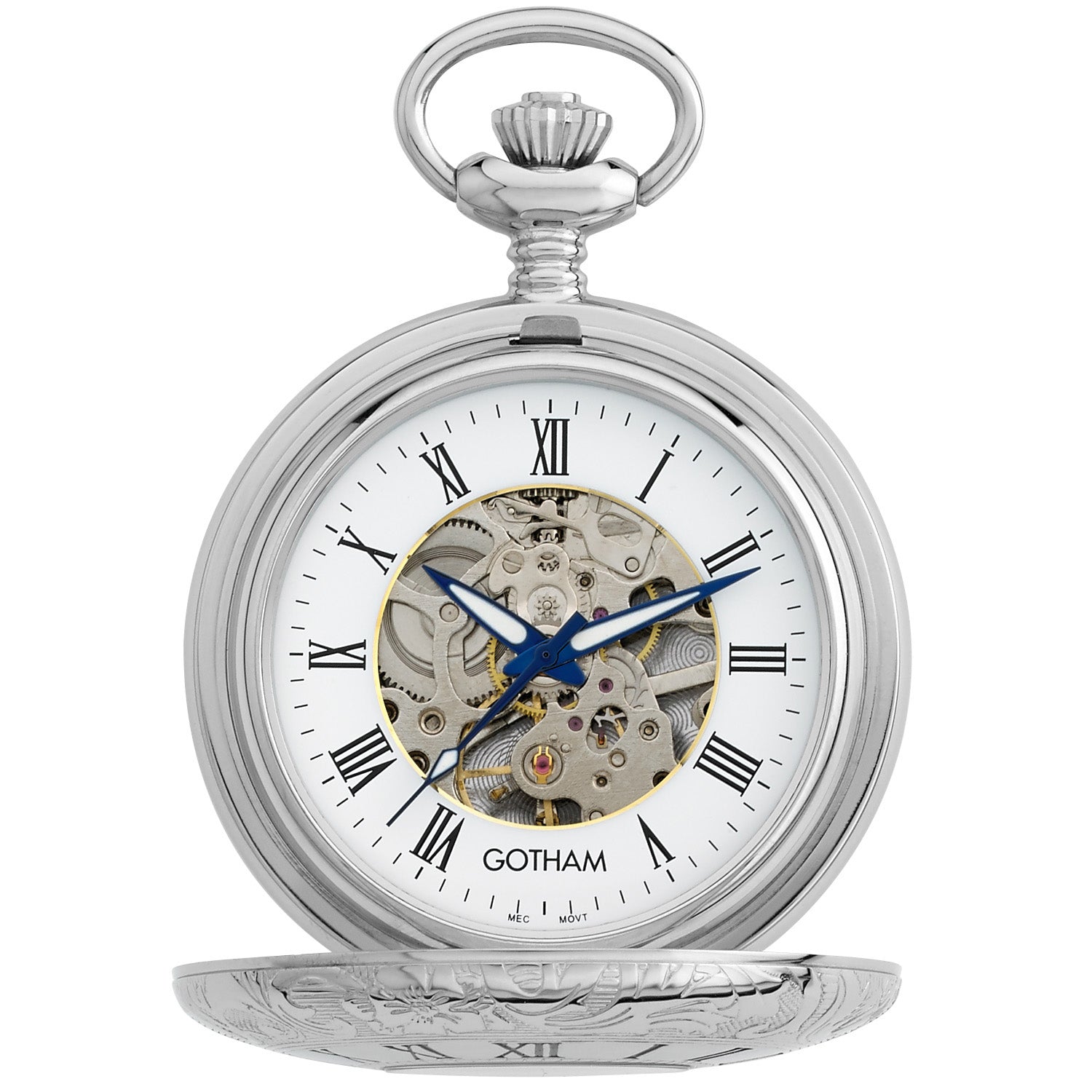 Gotham Men's Silver-Tone 17 Jewel Mechanical Exhibition