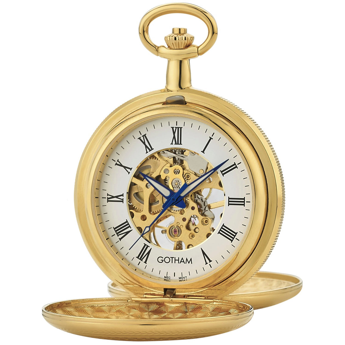 Gotham Men's Gold-Tone 17 Jewel Mechanical Double Cover Pocket Watch # GWC14051G