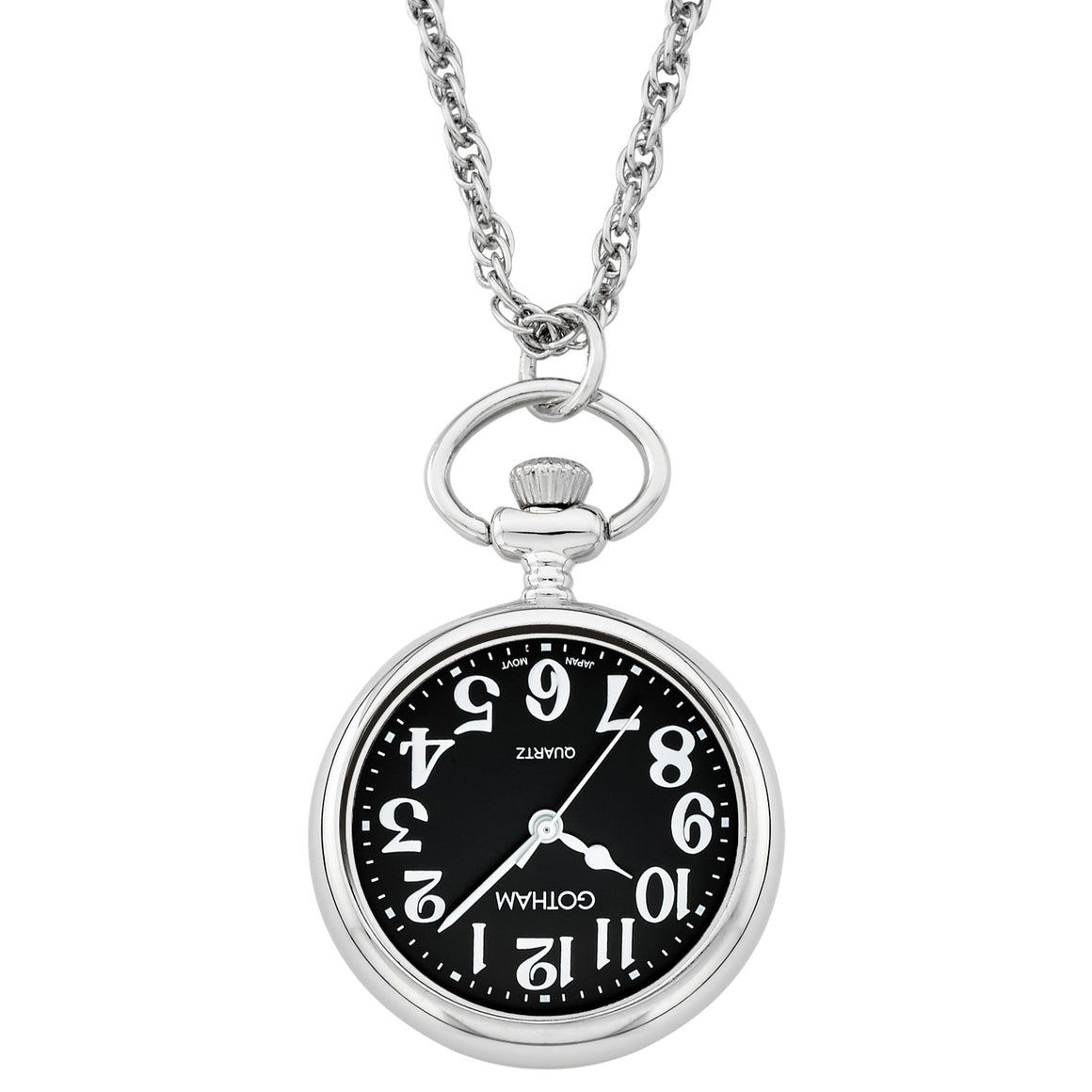 Gotham Women's Silver-Tone Open Face Pendant Watch With Chain # GWC14135SBA