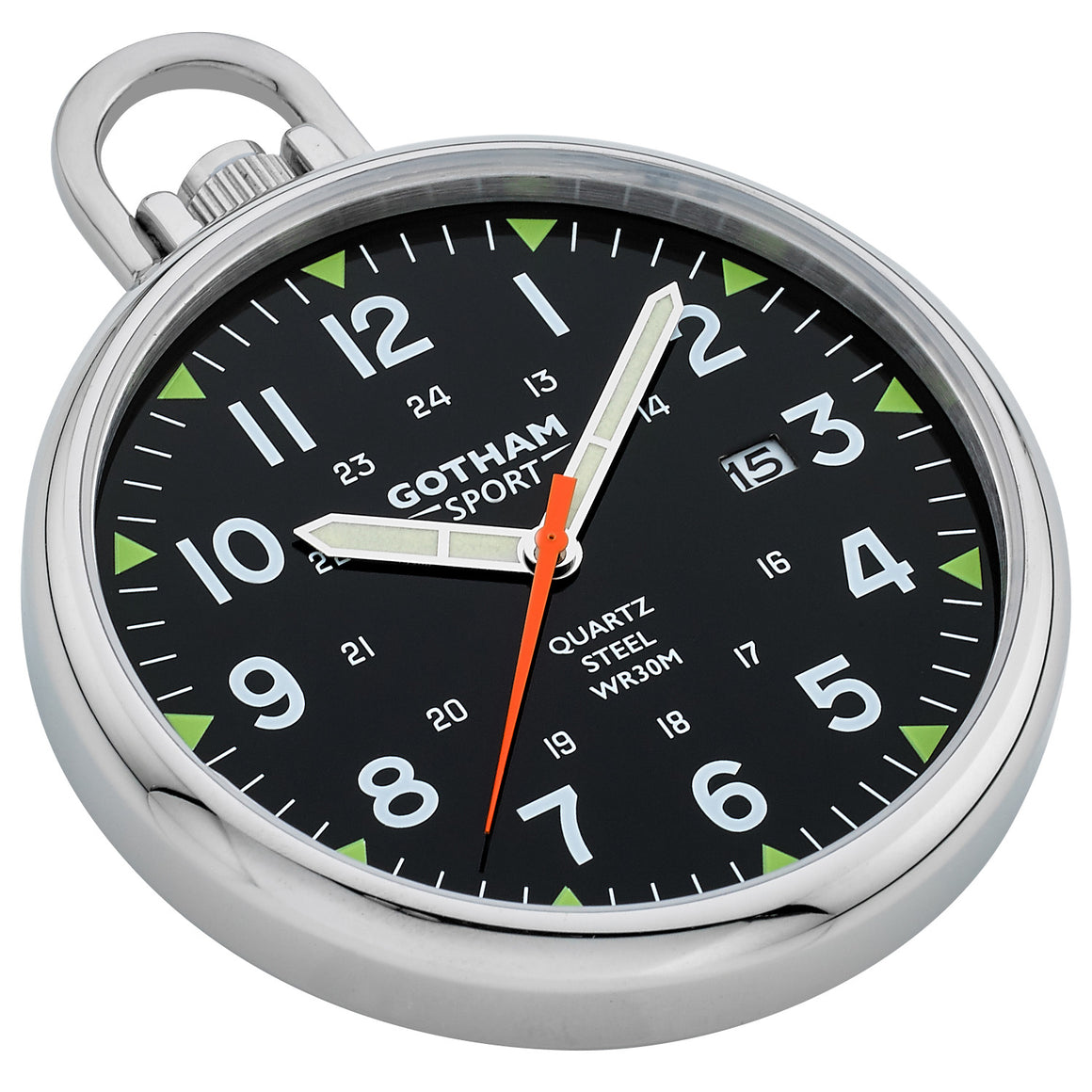 Gotham Men's Sport Series Stainless Steel Analog Quartz Date Pocket Watch # GWC14109SB - Gotham Watch