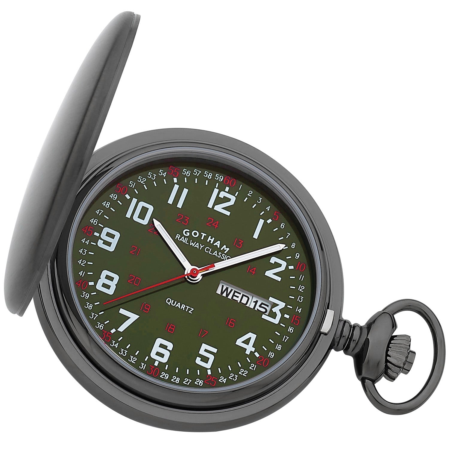 Gotham Men's Railway Classic Gunmetal Stainless Steel Analog Quartz Da
