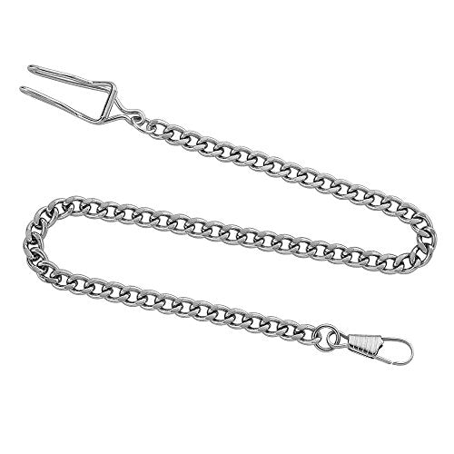 Gotham Silver-Tone Pocket Watch Chain Fob Curb Link 14" # GWCSTLCHAIN2B