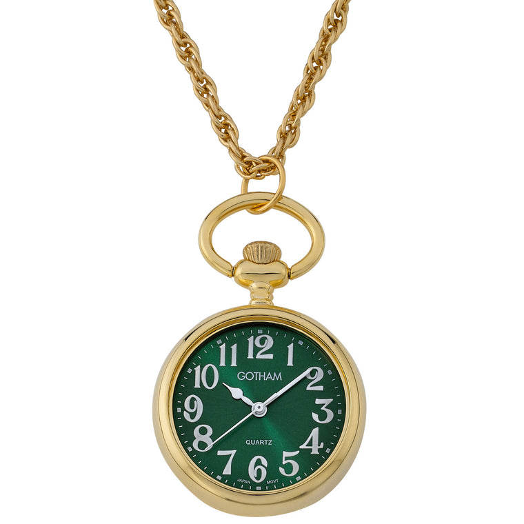 Gotham Women's Gold-Tone Open Face Pendant Watch with Chain # GWC14140GA